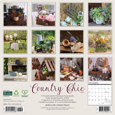 2025 Willow Creek Country Chic 12 x 12 Monthly Wall Calendar (42588)