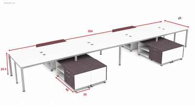 Boss Office Products Simple System 66W Desk with Storage Cabinet, White, 8/Set (SGSD026-102-WT)