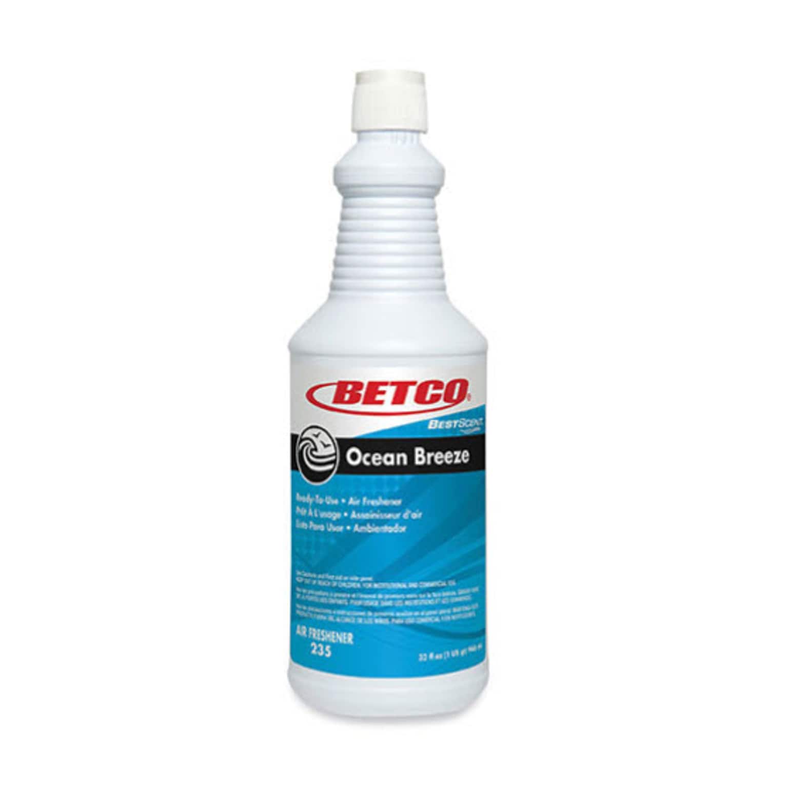 Betco BestScent Ocean Breeze RTU Deodorizer, Ocean Breeze Scent, 32 oz Spray Bottle, 12/Carton