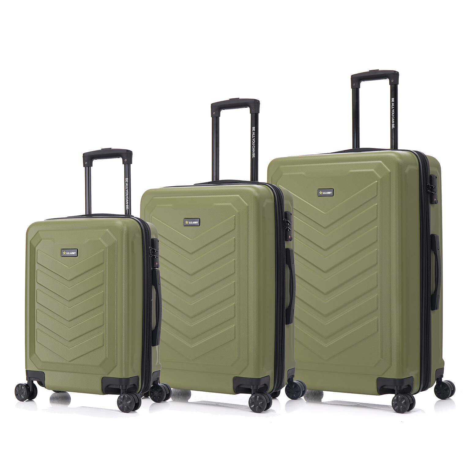 US Army FOX PRO 3-Piece Hardside Spinner Carry-On Luggage Set, TSA Checkpoint Friendly, OLIVE DRAB (USLFPROSML-GRN)