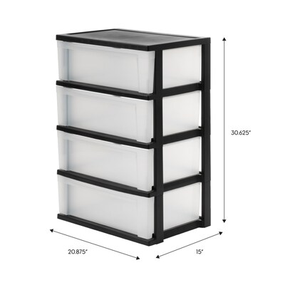 Iris Stackable Wide Chest, 4 Drawer, Black (301153)
