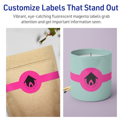 Avery Cigar Laser/Inkjet Multipurpose Labels, 2-3/8" x 8", Neon Magenta (120/Box)