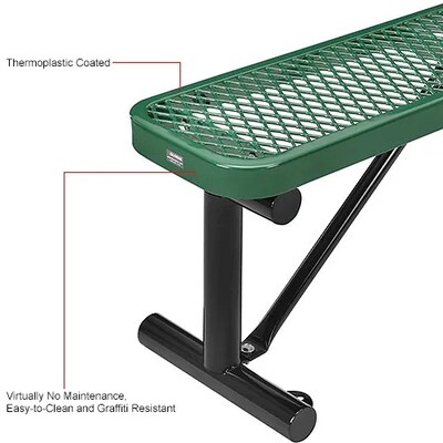 Global Industrial 4' Outdoor Steel Flat Bench, Expanded Metal, Green (695741GN)