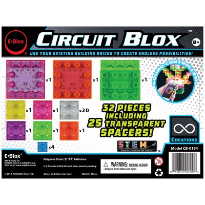 E-Blox® Circuit Blox Lights Starter, Circuit Board Building Blocks, Assorted, 32 Pieces