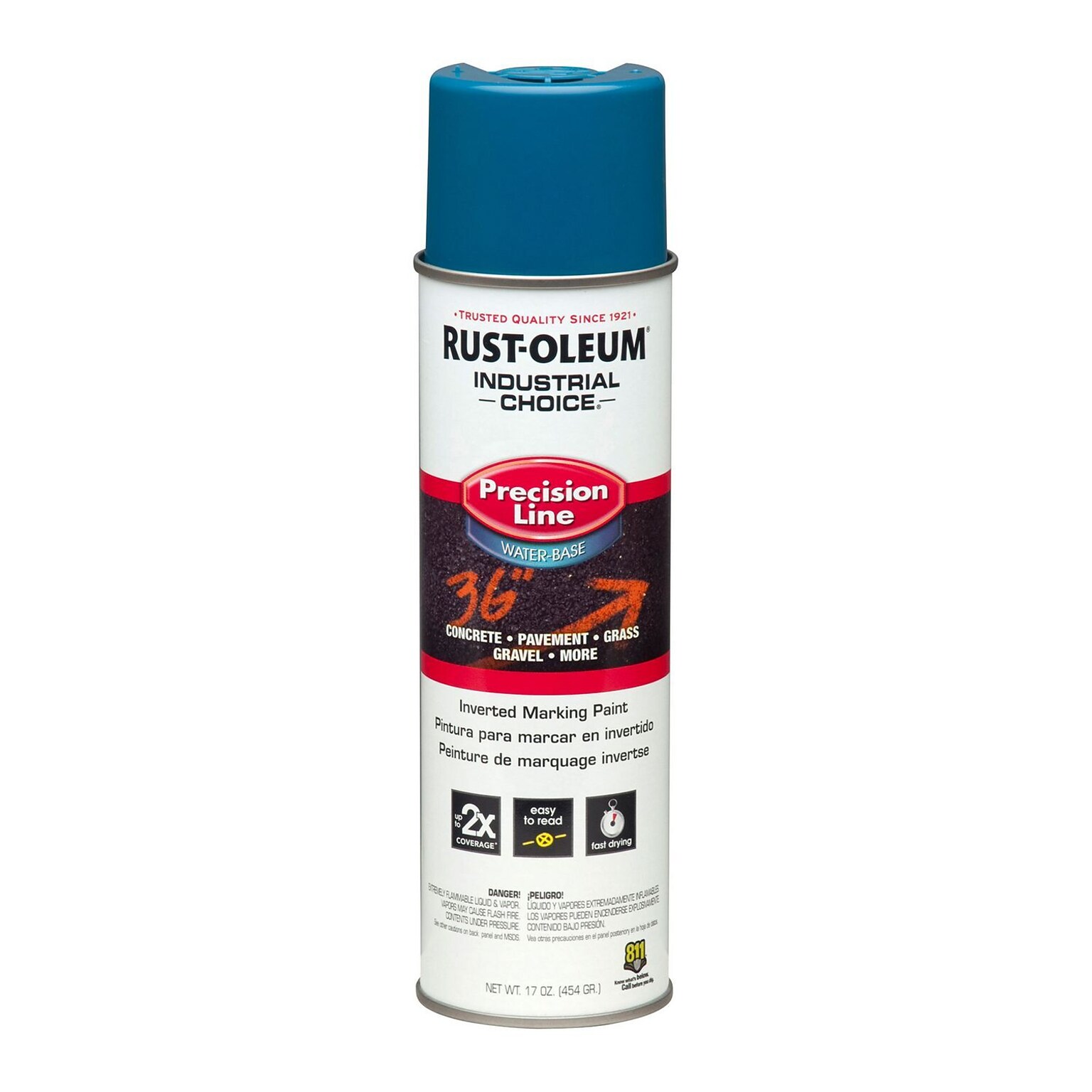 Rust-Oleum Industrial Choice M1800 System Line Marking Paint, 17 oz. Can, Flat APWA Caution Blue, 12/Carton (RST203031CT)