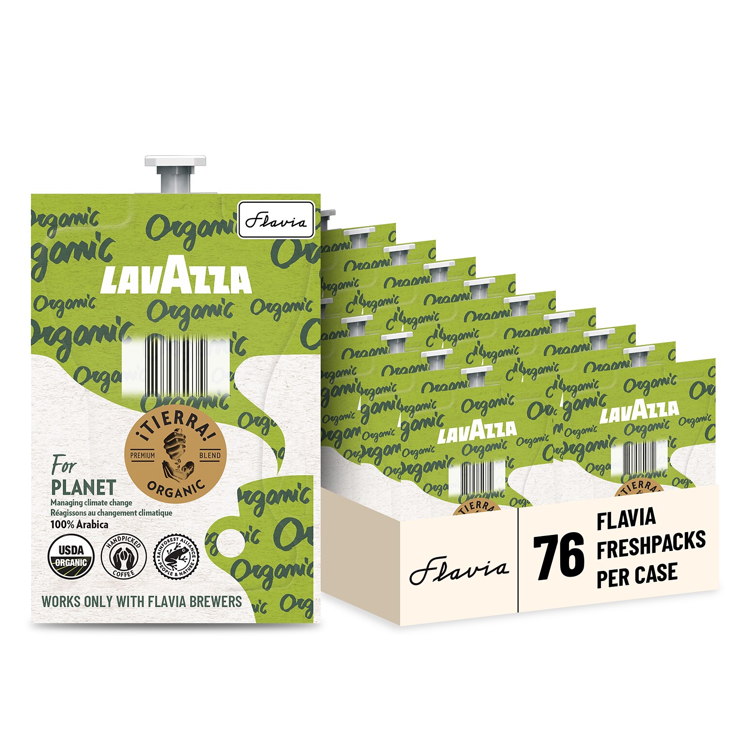 Lavazza TIERRA Fruity and Floral Coffee Flavia Freshpacks, Light Roast, 76/Carton (48107)