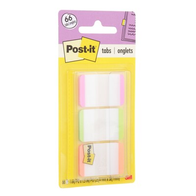 Post-it® Durable Tabs, 1 Wide, Lined, Assorted Colors, 66 Tabs/Pack (686L-PGO)
