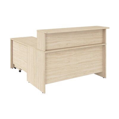 Bush Business Furniture Arrive 60W L Shaped Reception Desk with Shelf and Mobile File Cabinet, Natu