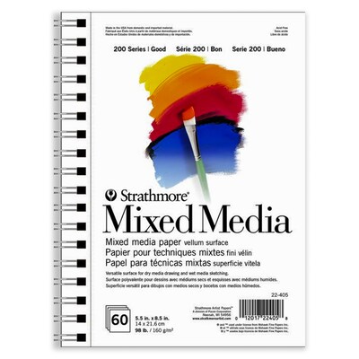 Strathmore 200 Series 5.5 x 8.5 Mixed Media Sketch Pad, 60 Sheets/Pad, 3/Bundle (STTP22405-3)