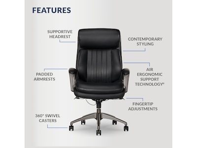 La-Z-Boy Nova Ergonomic Polyurethane Swivel Executive Chair, Black (52372-BLK)