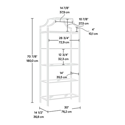 Sauder International Lux 71"H 5-Shelf Bookcase, Satin Gold (421434)