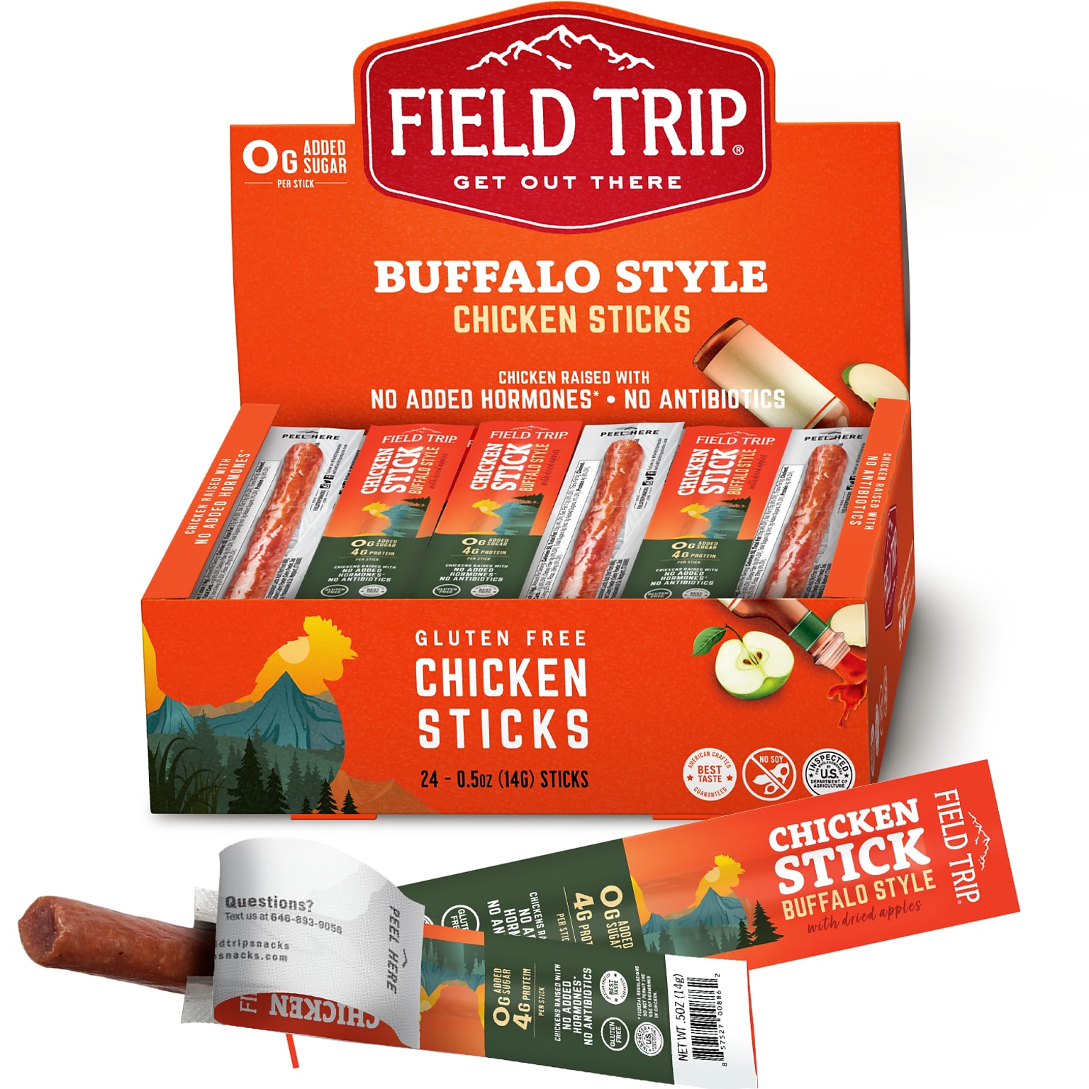 Field Trip Buffalo Style Chicken Meat Stick, 0.5 oz., 24/Box (C0050MS09BS)