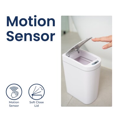 NineStars Plastic Indoor Automatic Sensor Trash Cans, 1.85 Gallons, White, 2 Count (DZT-7-2B)