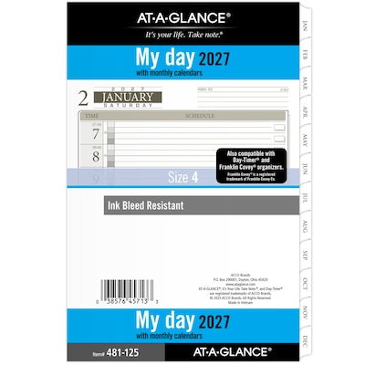 2027 AT-A-GLANCE Seascapes 8.5 x 5.5 Daily & Monthly Planner Refill, White/Brown (481-125-27)