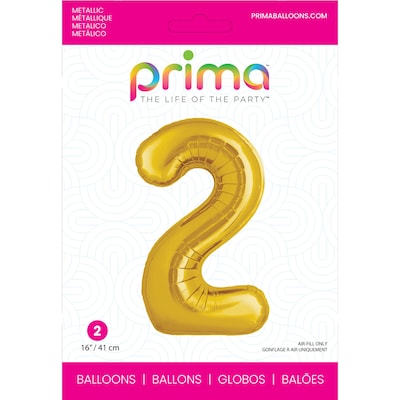 Party City (Air-Filled) 16 #2 Foil Balloon, Gold, 2/Pack (AM60050198-19)