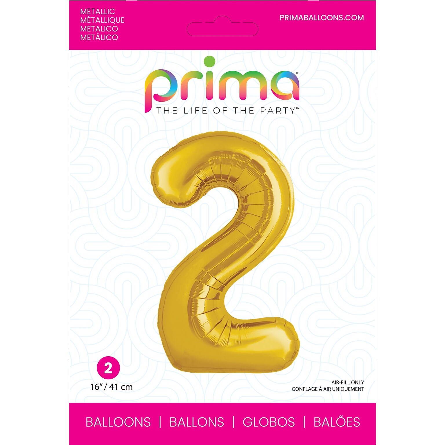 Party City (Air-Filled) 16 #2 Foil Balloon, Gold, 2/Pack (AM60050198-19)