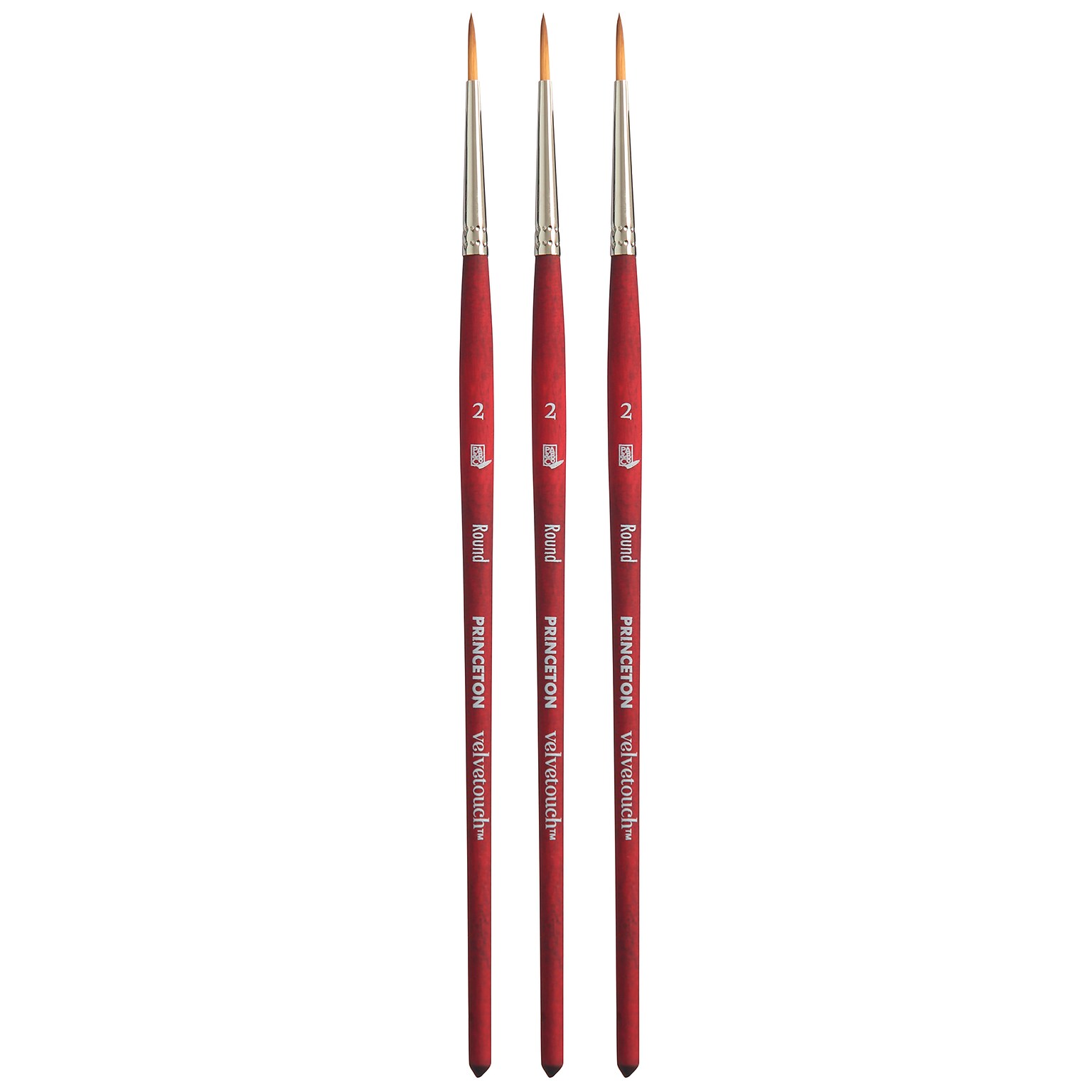 Princeton Velvetouch Short Handle Mixed Media Synthetic Round Brush, 3/Pack (PBXP3950R2-3)