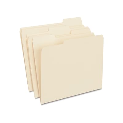 Quill Brand® Premium File Folders,  Assorted Tabs, 1/3-Cut, Letter Size ,Manila, 100/Box (741137)