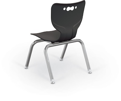 MooreCo 12" Hierarchy Student Chair with 4 Legs, Black/Chrome Base (703673595292)