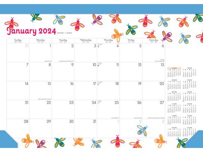 2023-2024 BrownTrout Busy Bees 14" x 10" Academic & Calendar Monthly Desk Pad Calendar (9781975472115)