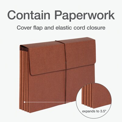 Pendaflex Moisture Resistant Reinforced Expanding Wallet with Flap & Cord Closure, Legal Size, Brown, 10/Box (1056EL-OX)