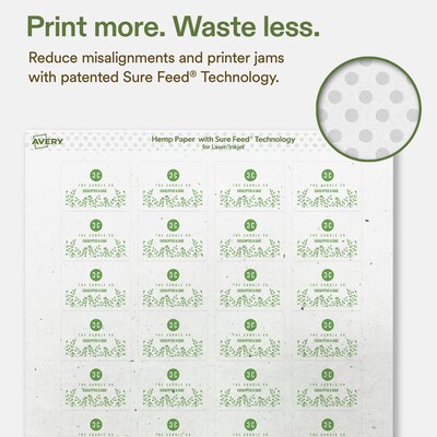 Avery Hemp Rectangle Laser/Inkjet Multipurpose Labels, 1-1/4" x 1-3/4", Off-White (256/Pack)
