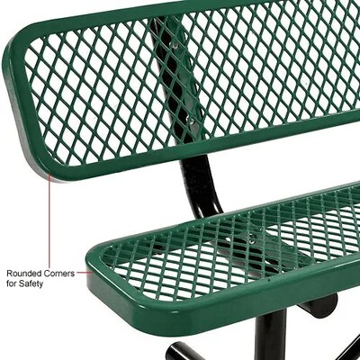 Global Industrial 6' Outdoor Steel Bench w/ Backrest, Expanded Metal, Green (277154GN)