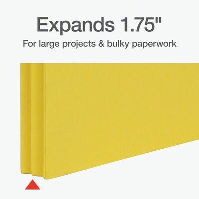 Pendaflex Reinforced File Pocket, 1 3/4" Expansion, Letter Size, Yellow (1006988)
