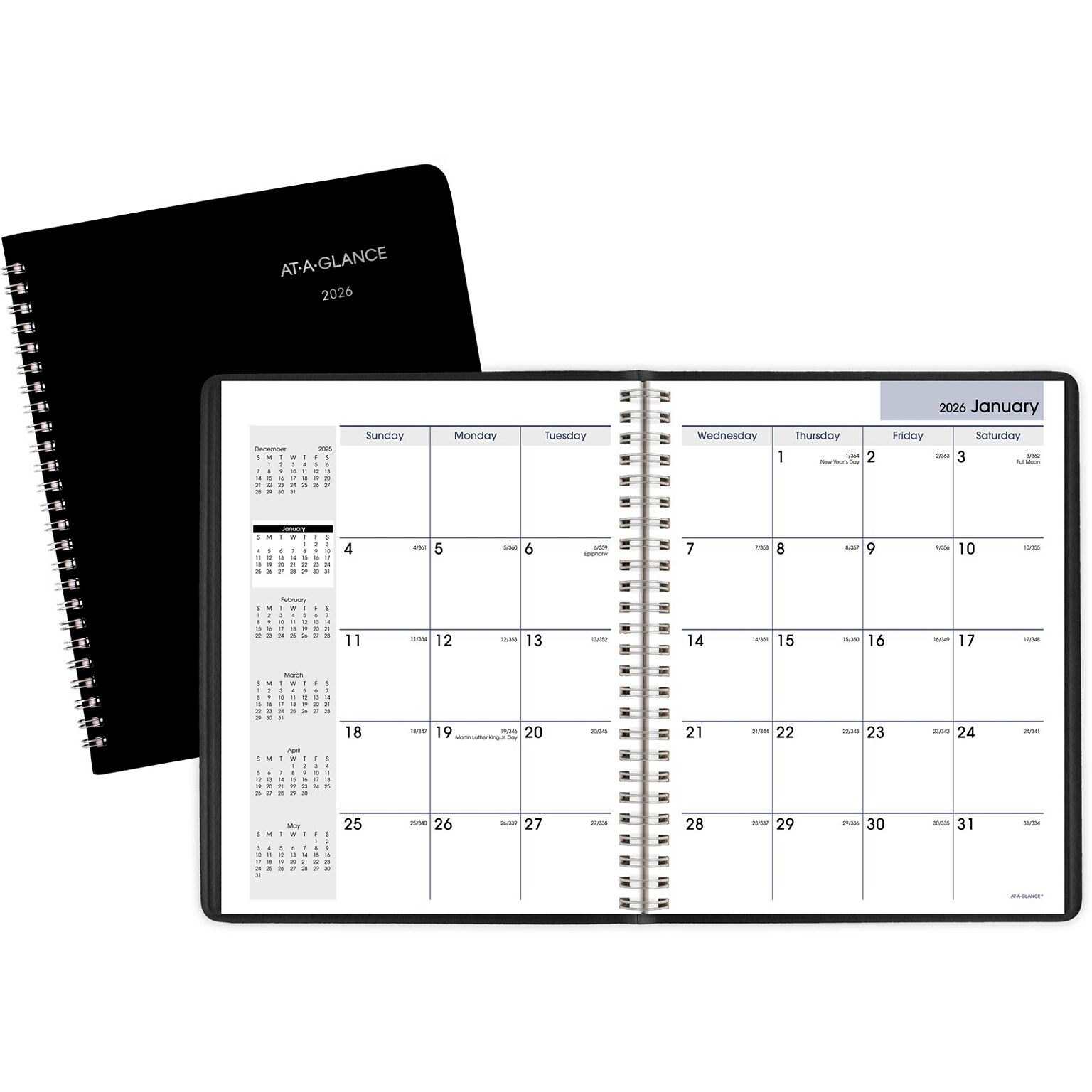 2026 AT-A-GLANCE DayMinder 7 x 8.75 Monthly Planner, Faux Leather Cover, Black (G400-00-26)