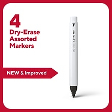 TRU RED™ Pen Dry Erase Markers, Fine Tip, Assorted, 4/Pack (TR61457/TR54562)