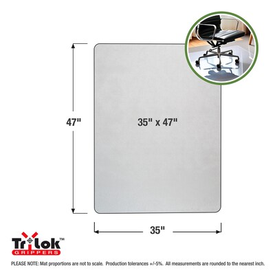 Floortex Cleartex TrYlok Carpet Chair Mat, 35" x 47", Designed for Low-Pile Carpet, Clear Vinyl (NRCMFLVT0002)