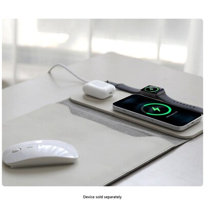 SaharaCase 14" Leather Laptop Sleeve with Wireless Charging, Cream, (LT00078)