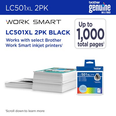 Brother LC501XL Black High Yield Ink Cartridge (LC501XL2PKS)