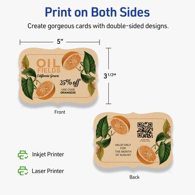 Avery Matte General Use Blank Cards, Kraft Brown, 100/Pack (95342)