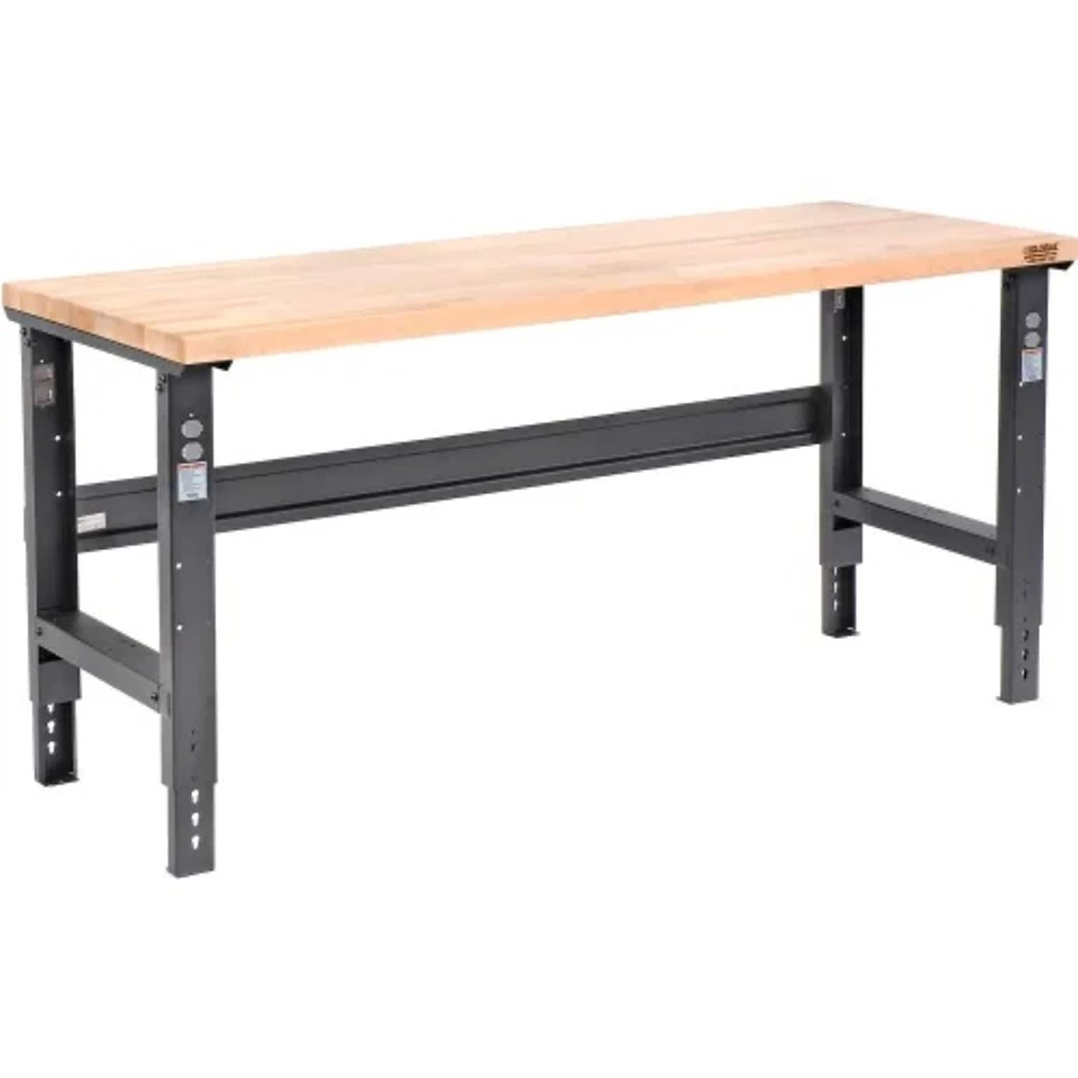 Global Industrial Height Adjustable Workbench, 72W x 30D, Birch Square Edge, Black (318913BK)
