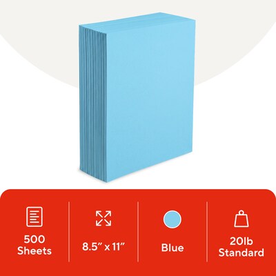 Staples Brights Multipurpose Colored Paper, 20 lbs., 8.5 x 11, Blue, 500/Ream (25202)