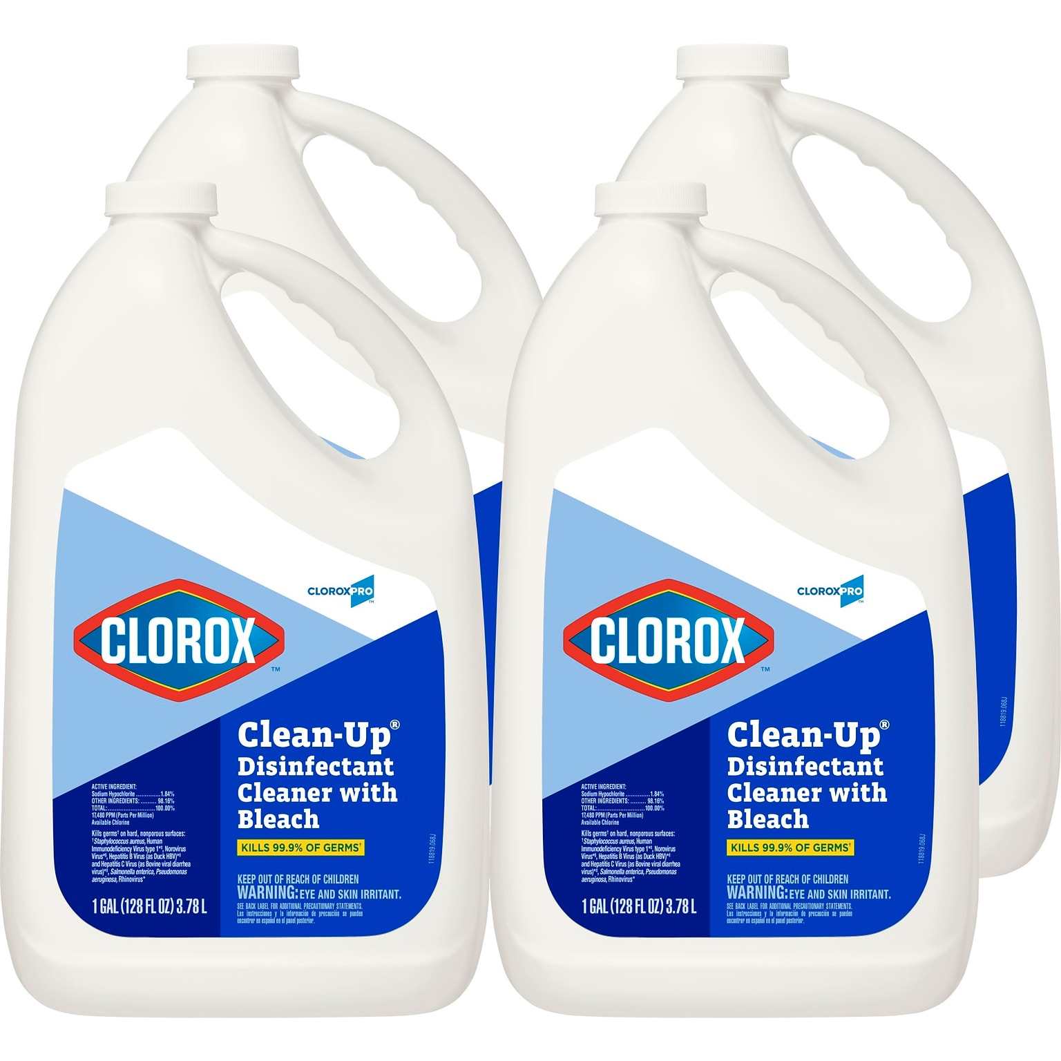 CloroxPro Clean-Up Disinfectant Cleaner with Bleach Refill, Unscented, 128 oz., 4/Carton (CLO 35420CT)