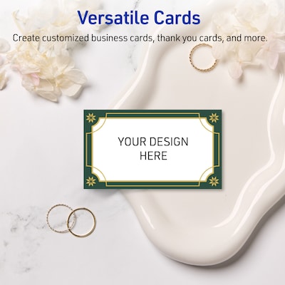 Avery Gold-Green Border Matte Blank Card, White, 80/Pack (S00-FDE)