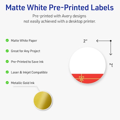 Avery Circle Multipurpose Labels, 2 Dia., White, 120/Pack (19479370554)