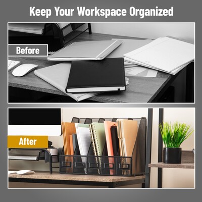 Mind Reader 5-Compartment Metal File Organizer, Black (JMAG5C-BLK)