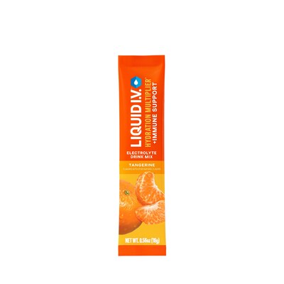 LIQUID I.V. Hydration Multiplier Immune Support Tangerine Electrolyte Powder Drink Mix, 0.56 oz., 15 Sticks/Box (EHC28602)