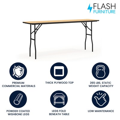 Flash Furniture Gael Training Room Table, 72 x 18, Natural Wood Grain (YTWTFT18X72TBL)