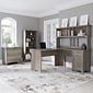 Bush Furniture Salinas 60" L-Shaped Desk with Hutch, Lateral File Cabinet and 5-Shelf Bookcase, Driftwood Gray (SAL007DG)
