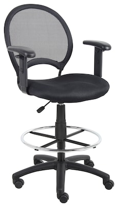 Boss Mesh Drafting Stool w/ Adjustable Arms; Black