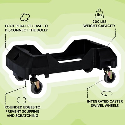 Alpine Industries Polypropylene Recycling Bin with Dolly, 23 Gallon, Blue (ALP477-BLU2-PKD)