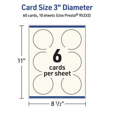 Avery Integrated Cards, 3" Dia., Matte Ivory, 60/Pack (95333)