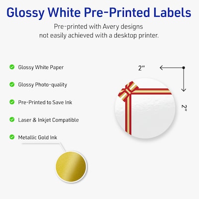 Avery Circle Multipurpose Labels, 2 Dia., White, 120/Pack (19479370581)