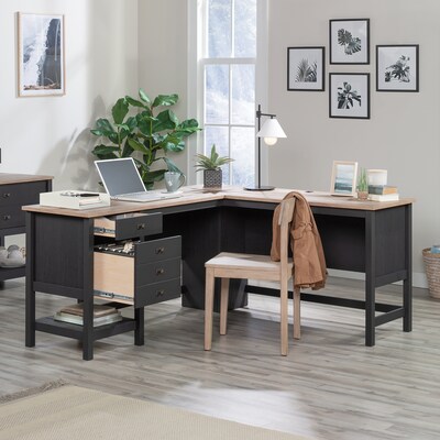 Sauder Cottage Road 65"W L-Shaped Desk, Raven Oak (431264)