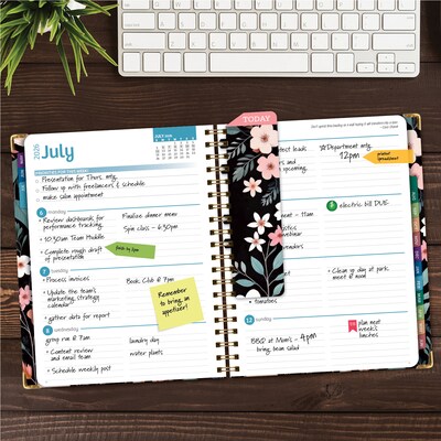 2026-2027 Excello Brands 8.5 x 11 Academic Weekly & Monthly Planner, Paperboard Cover, Black Floral Pink (FSHN-AY26-8511-06)