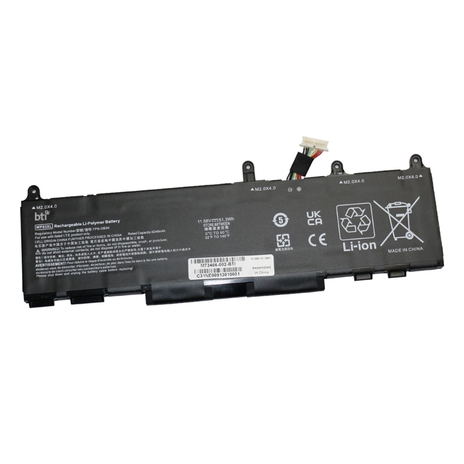 Battery Technology Lithium-Ion Laptop Battery for HP Elitebook (M73466-005-BTI)